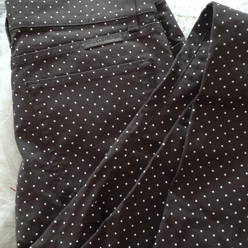 Dolce & Gabbana brown polka dot jeans pants size 8